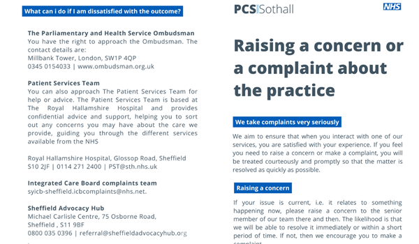 Download our complaints leaflet